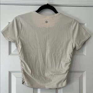lululemon athletica Beige Ribbed Short Sleeve Top
